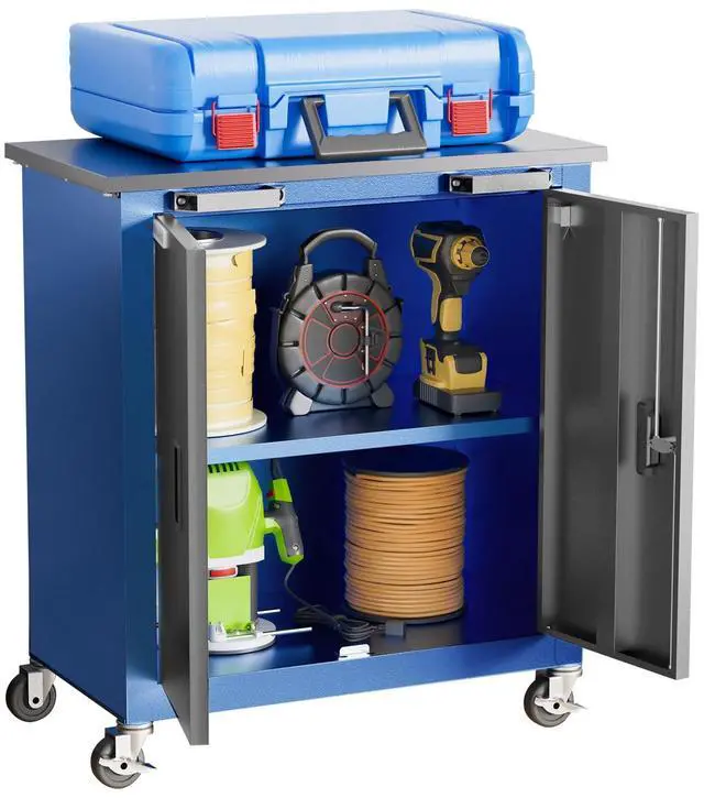 Main image of Tool Chest with Wheels and 4 Pad Feet,Tool Chest with 2 Doors and Adjustable Shelves,Lockable Steel Chest for Garage,Home and Office,can be Combined to Large Cabinet Set