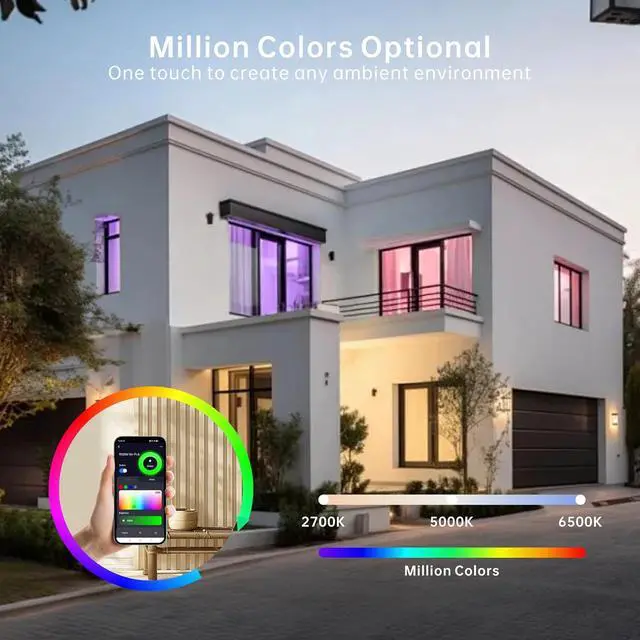 Alt view image 4 of 6 - 4 Pack 2X4 FT LED RGBW 5000K Multicolor Flat Panel, Light Remote & App Controlled 60W 6600lm Color Changing LED Panel Light Smart Wi-Fi Drop Ceiling Light with Alexa/Google Assistant