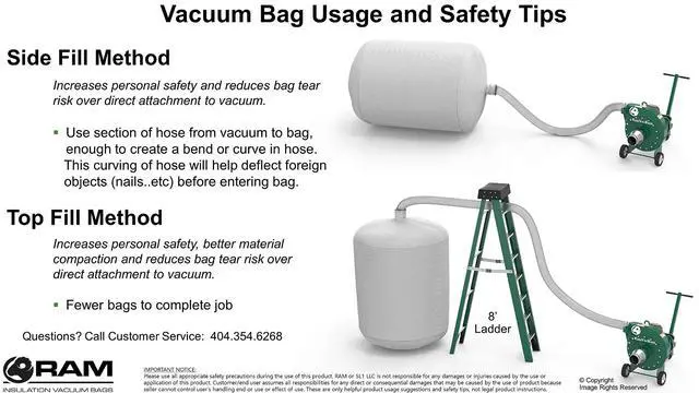 Alt view image 4 of 6 - (20) Heavy Duty Insulation Vacuum Bags by - Size 6 ft x 4 ft - Holds EST 75 Cubic Feet - Low Dust Bag