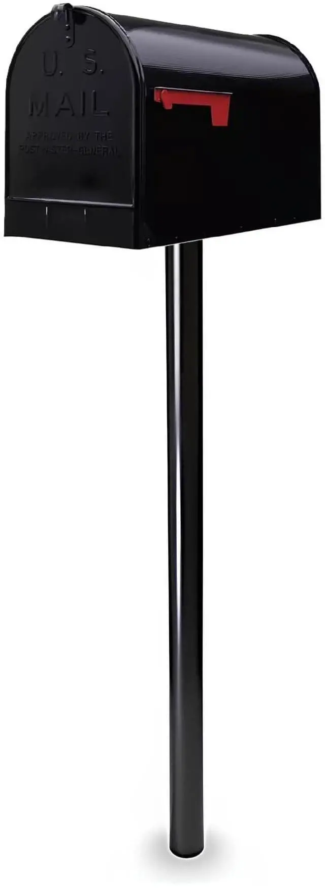 Main image of Black Jumbo Size Rural Mailbox, 3175 cu-in Capacity, Galvanized Steel, Powder-Coated, 15 in. H x 11.69 in. W x 24.82 in. L (Black, Mailbox with Post Kit)