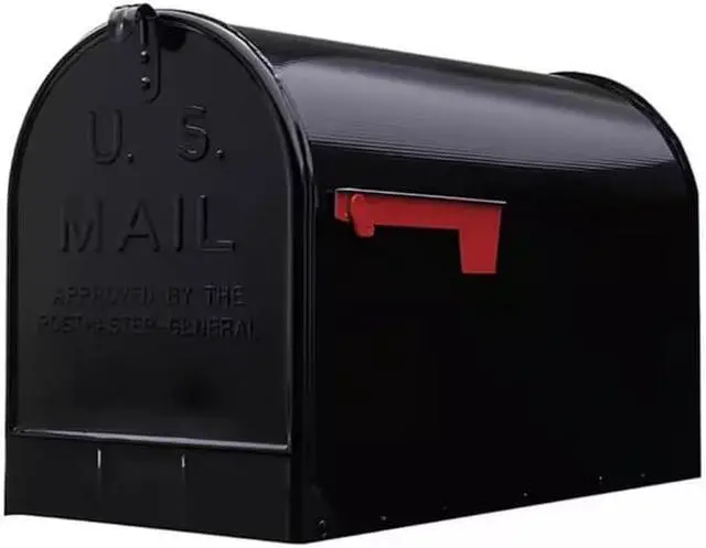 Alt view image 2 of 6 - Black Jumbo Size Rural Mailbox, 3175 cu-in Capacity, Galvanized Steel, Powder-Coated, 15 in. H x 11.69 in. W x 24.82 in. L (Black, Mailbox with Post Kit)