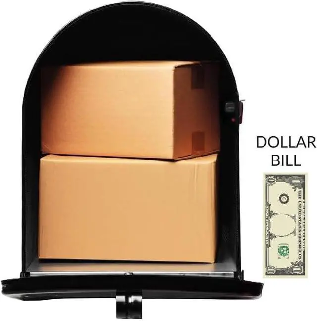 Alt view image 6 of 6 - Black Jumbo Size Rural Mailbox, 3175 cu-in Capacity, Galvanized Steel, Powder-Coated, 15 in. H x 11.69 in. W x 24.82 in. L (Black, Mailbox with Post Kit)