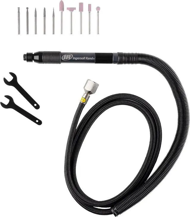 Main image of 320PGK - Air Pencil Grinder Kit, 1/8" Collet, Burr, 60,000 RPM, Inline, Rear Exhaust, includes 5 Mounted Points & 5 Carbide Burrs