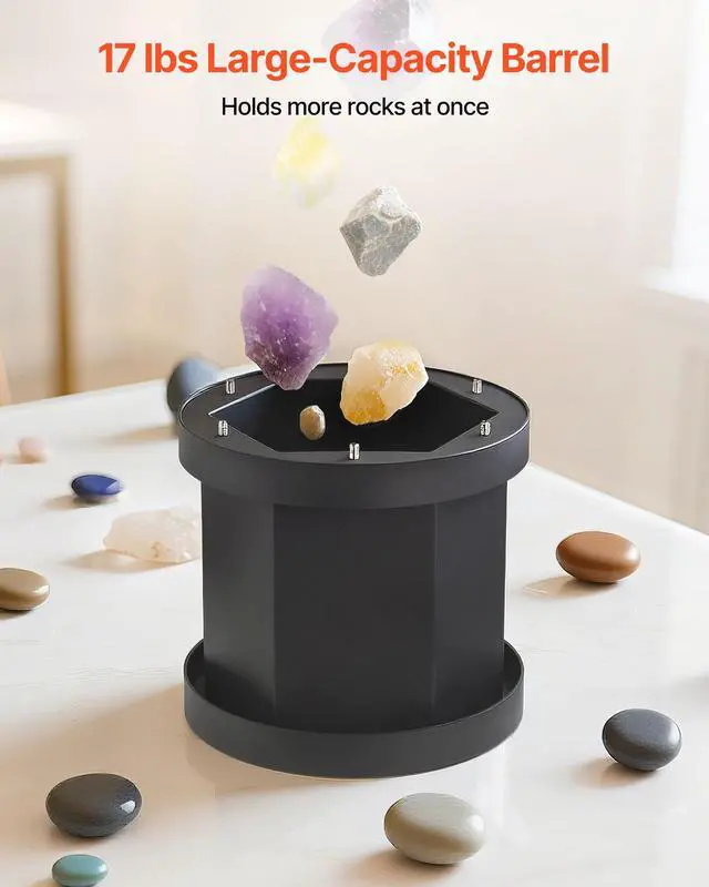 Alt view image 5 of 6 - Rock Tumbler Kit, 17 lbs Rock Polishing Kit, 2-Speed Stone Polishing Kit with 240-Hour Polishing Timer, Rock Polisher with Belt-Driven Brushless Motor, Rock Polisher for Adults and Kids