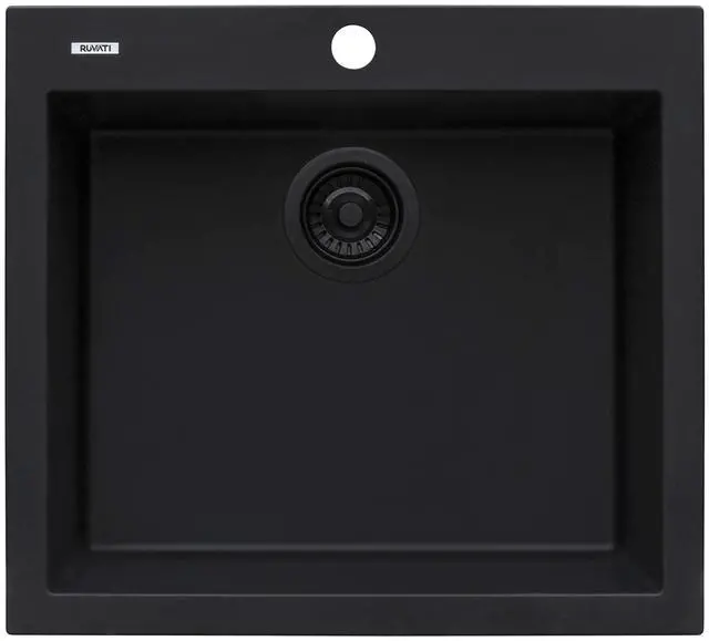 Main image of 22 x 20 inch epiGranite Drop-in Topmount Granite Composite Quartz Single Bowl Wet Bar Prep Sink - Midnight Black - RVG1022BK