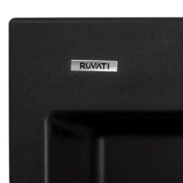 Alt view image 6 of 6 - 22 x 20 inch epiGranite Drop-in Topmount Granite Composite Quartz Single Bowl Wet Bar Prep Sink - Midnight Black - RVG1022BK