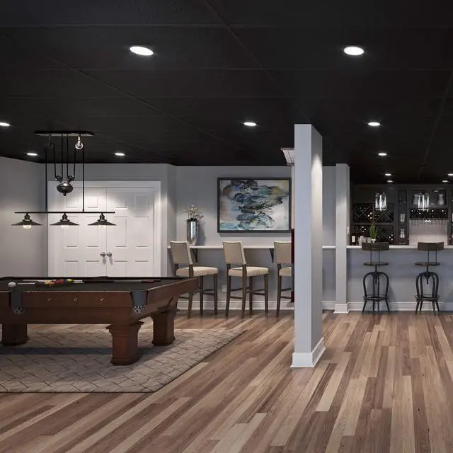 Alt view image 2 of 6 - 2ft x 4ft Stucco Pro Black PVC Ceiling Tiles (10 Tiles? | Easy Drop-In Installation, Waterproof, Washable and Fire-rated