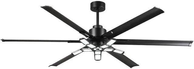 Main image of 84 Inch Ceiling Fan with Lights and Remote, Extra Large DC Motor Ceiling Fan for Garage Warehouse Living Room, 6-Speed Reversible, High Airflow, Matte Black