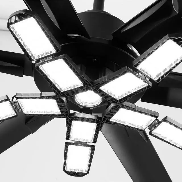 Alt view image 6 of 6 - 84 Inch Ceiling Fan with Lights and Remote, Extra Large DC Motor Ceiling Fan for Garage Warehouse Living Room, 6-Speed Reversible, High Airflow, Matte Black