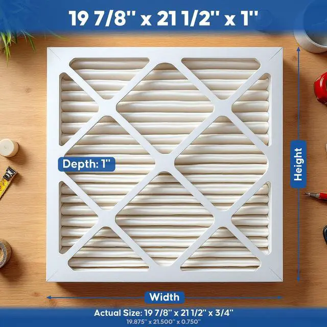Alt view image 3 of 6 - 19 7/8x21 1/2x1 MERV 8 High Efficiency Pleated Air Filter, 12-Pack, Electrostatic AC Furnace HVAC Replacement, Captures Dust Pollen Pet Dander Mold Lint (19.875x21.5x0.75)