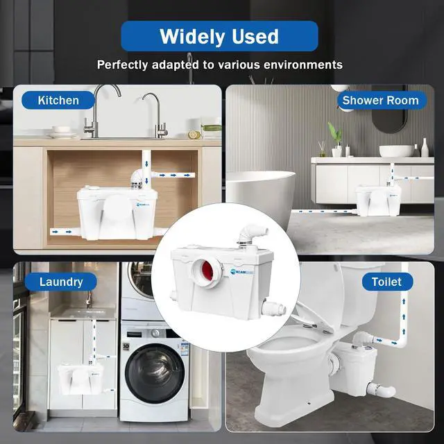 Alt view image 5 of 6 - Macerator Pump,500WMacecrating Toilet Pump for Basement with 4 Water Connections for Macerating Toilet,Cooking Sink,Laundry