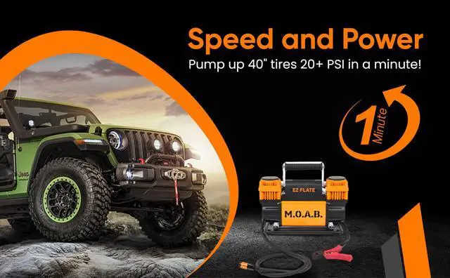 Alt view image 4 of 6 - M.O.A.B. Dual Air Compressor for 4x4 Offroad Vehicles, Fast Inflation, 12V Power, Easy to Use, Storage Bag