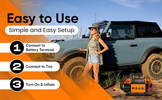 Alt view image 5 of 6 - M.O.A.B. Dual Air Compressor for 4x4 Offroad Vehicles, Fast Inflation, 12V Power, Easy to Use, Storage Bag