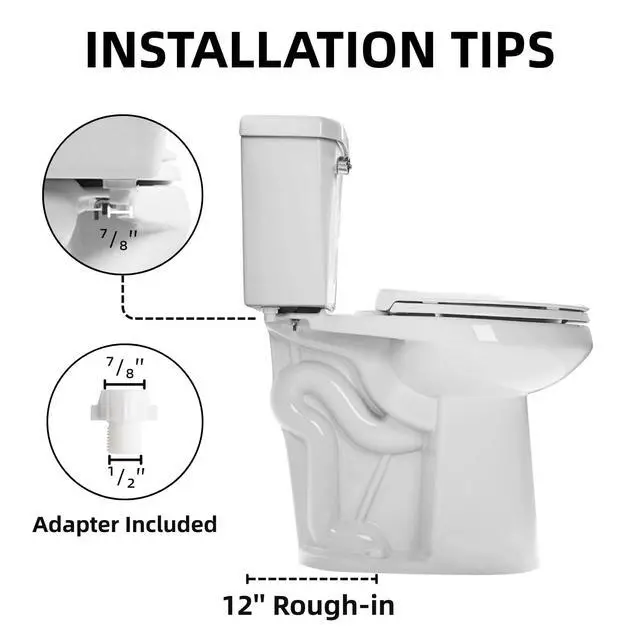 Alt view image 6 of 6 - Tall Toilet 21 Inch, Comfort Elongated 21" High Toilets For Seniors, Two-Piece Extra Tall Toilet for Bathroom, 1.28 GPF Single Flush, Soft-Closing Seat, 12-Inch Rough-In