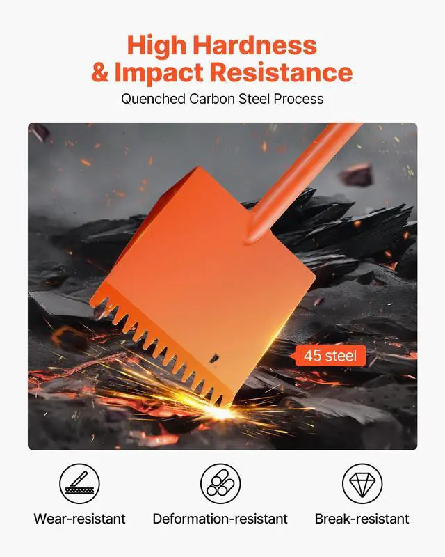 Alt view image 2 of 6 - Shingle Shovel 4 Pack, D-Grip Handle Shingle Roof Ripper, High Hardness 45# Steel & Lightweight Easy Tearing Off Roofing & Nails Tool, Ideal for Commercial and Residential Use,Orange