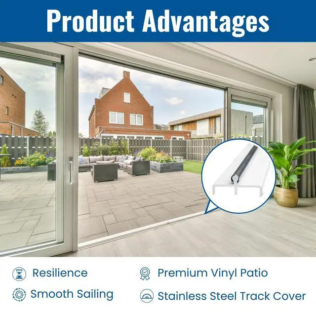 Alt view image 5 of 6 - KC Hardware Sliding Door Double Track Replacement 60 Inch White Vinyl Modern Patio Door Track - Pack of 2