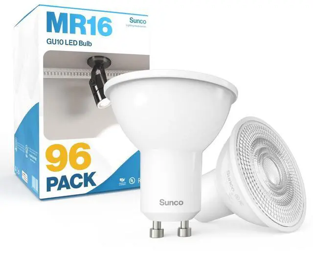 Main image of Sunco 96 Pack GU10 LED Bulb, 550LM, 3000K Warm White, 5.5W=50W Equivalent, Dimmable MR16 Bulbs for Recessed, Track Lighting, Spot Lights, Range Hood, 25000 Hours, UL