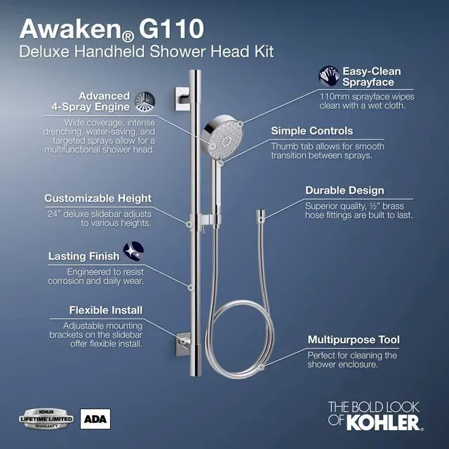 Alt view image 2 of 3 - AWAKEN® G110 PREMIUM HANDSHOWER KIT