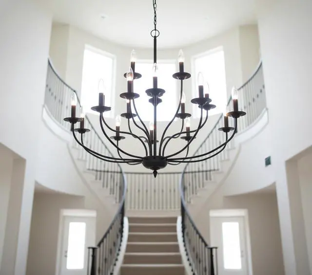 Alt view image 3 of 6 - Industrial 18 Lights Black Chandelier, 3-Tier Farmhouse Vintage Chandelier 43" Large Candle Black Pendant Light Fixtures for Living Room Dining Room Hallway Foyer