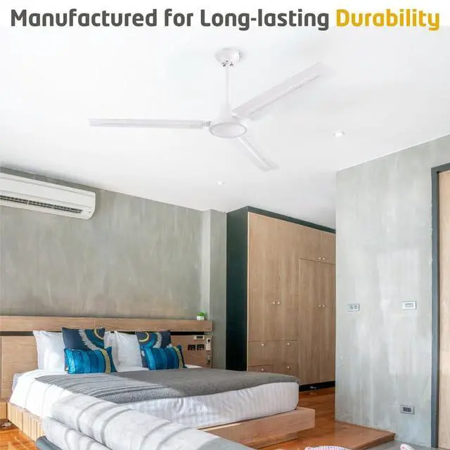 Alt view image 4 of 6 - 2 Pack Garage Ceiling Fan, Shop Ceiling Fan, Commercial Ceiling Fan, Industrial 56 Inch Three Blade Indoor Ceiling Fan, with White Steel Blades in White Finish