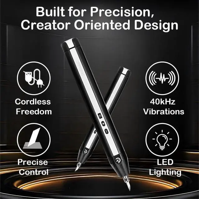 Alt view image 2 of 6 - C1 Wireless Ultrasonic Cutter, 40,000Hz Electric Craft Knife, 3 Power Modes & LED, Portable Hobby Tool for 3D Print Support Removal, Plastic Model, Leather, Wood & DIY Makers