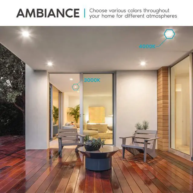 Alt view image 4 of 6 - 4 Inch LED Recessed Can Lights, 10W=60W, CCT Color Selectable 2700K | 3000K | 3500K | 4000K | 5000K, Dimmable Retrofit Downlights, 750 Lumens, Energy Star, Wet Rated, Baffle Trim (12 Pack)