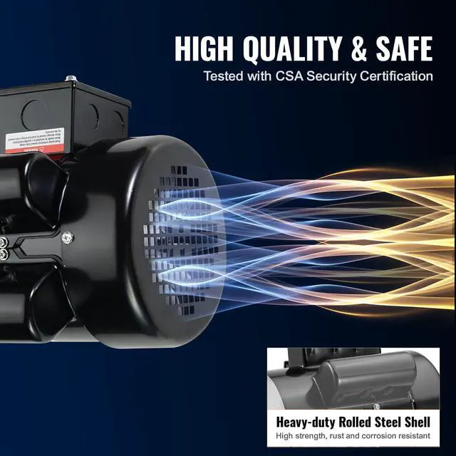 Alt view image 5 of 6 - 1.5HP Electric Motor 3450 RPM, AC 115V/230V, 56C Frame, Air Compressor Motor Single Phase, 5/8" Keyed Shaft, CW/CCW Rotation for General Equipment and Agricultural Machinery