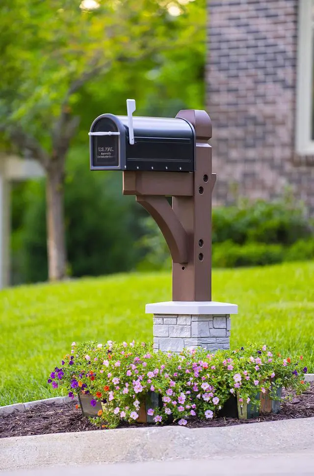 Alt view image 4 of 6 - Premium Mailbox Post Set Cross-Arm Classic Coffee