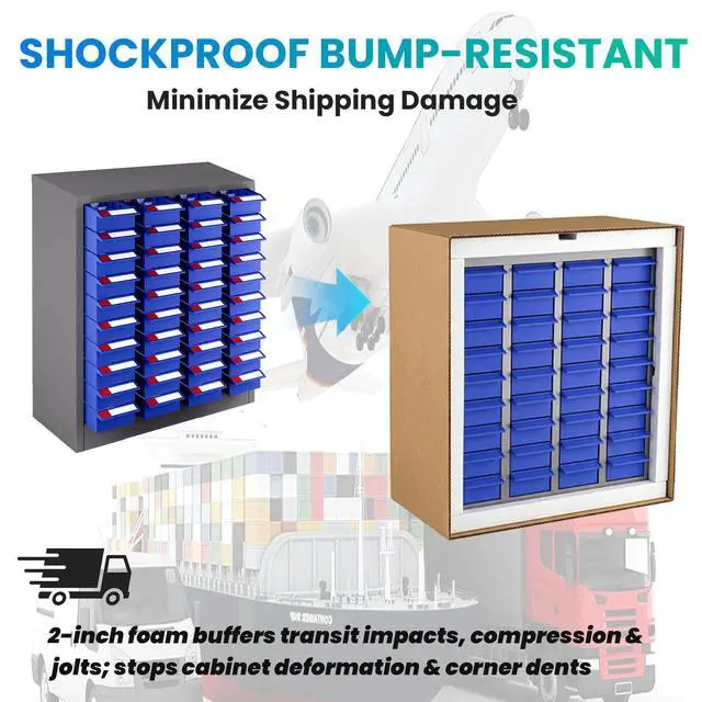 Alt view image 6 of 6 - 40-Drawer - Nut and Bolt Organizer | Stainless Steel Part Storage Cabinet | Shelves & Labels | Each Drawer 3.9" D x 7.8W x 2" H | Durable Hardware Storage for Small Parts/Tool (Classroom, Home)