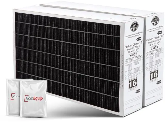 Main image of Lennox 16x25x5 Furnace Filter, X6672 Filter Replacement, Merv 16 Carbon Clean with Disposal Bag 2-Pack (Actual Size: 15.8 x 24.8 x 4.3 Inches)