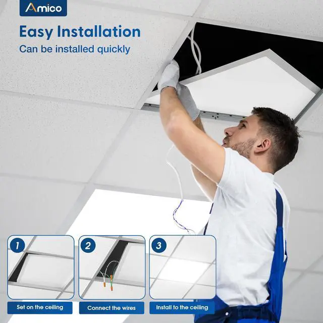 Alt view image 5 of 5 - 6 Pack 2x2 LED Flat Panel Light 5000LM Adjustable, 0-10V Dimmable Troffer LED Drop Ceiling Light Fixtures, 4000K/5000K/6500K Selectable for Office - Dustproof ETL Listed, FCC, DLC