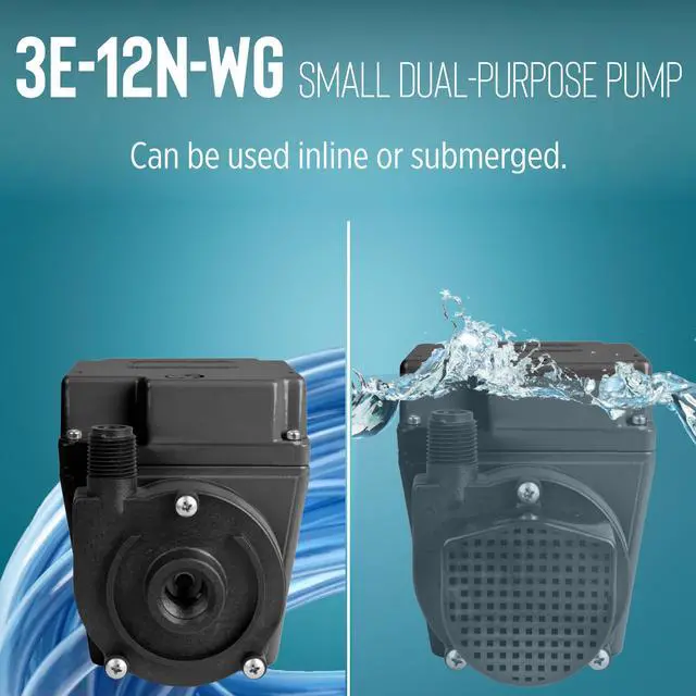 Alt view image 3 of 6 - 3E-12N-WG, 115-Volt, 1/15 HP, 500 GPH Oil-filled Direct Drive In-Line or Submersible Pump with 15-ft. Cord, Black, 503375