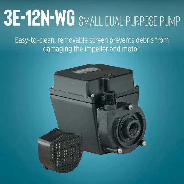 Alt view image 5 of 6 - 3E-12N-WG, 115-Volt, 1/15 HP, 500 GPH Oil-filled Direct Drive In-Line or Submersible Pump with 15-ft. Cord, Black, 503375