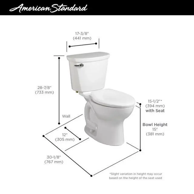 Alt view image 4 of 6 - 215CA004.020 Cadet PRO Two-Piece Toilet Less Seat, Standard Height, Elongated Front, White, 1.6 GPF