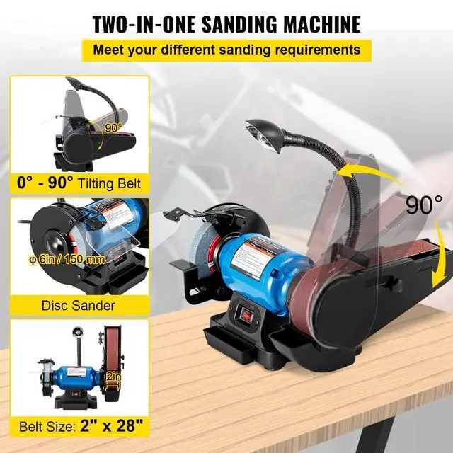 Alt view image 2 of 6 - 2IN1 2" Belt Grinder for Knife Making, 6" Belt Sander, 3450RPM Belt and Disc Bench Sander 90° Belt Holder with Sturdy Base and LED Working Lamp