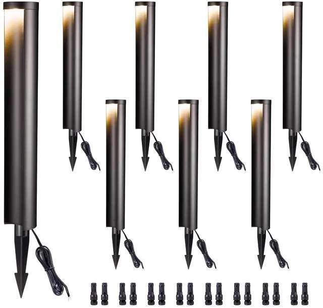 Main image of LED Pathway Lights Wired, 12V Landscape Path Lights, Low Voltage Outdoor Waterproof, 5W 200LM Black Aluminum for Lawn Garden 8 Pack