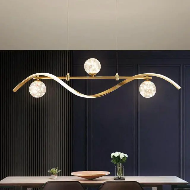 Main image of 40.2" Dimmable Kitchen Island Lighting, Gold 4-Light Dining Room Light Fixture Over Table Linear LED Chandelier Island Lights for Kitchen