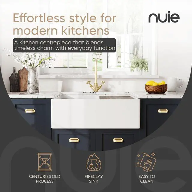 Alt view image 3 of 6 - White Kitchen Sink 30 inch Single Bowl Apron Front Farmhouse Sink with Ledge, Grid and Cutting Board, Fireclay Ceramic Kitchen Sinks, Farmhouse Sinks for Kitchens - 30x19x10" (White)
