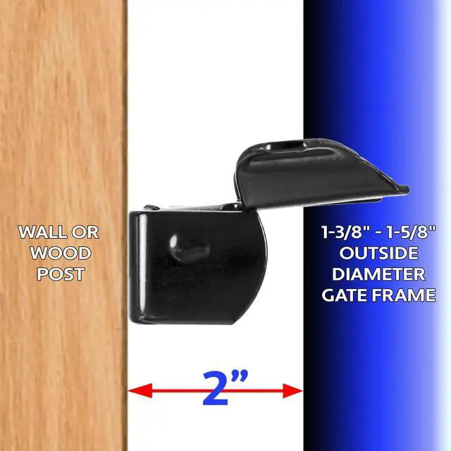 Alt view image 3 of 6 - Black Wall Mount 1-3/8" Flat Back Butterfly Latch - CASE Qty 25
