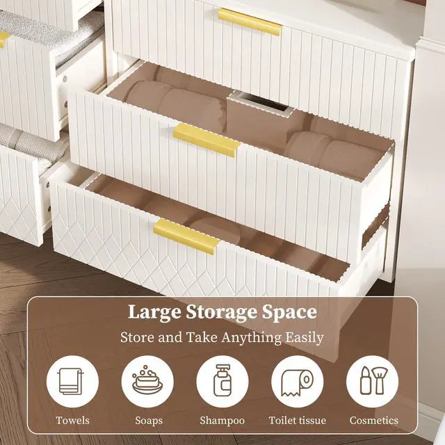 Alt view image 5 of 6 - 24 Inch Bathroom Vanity with Sink, Wall Mounted Bathroom Storage Cabinet with 2 Drawers, Floating Bathroom Vanities with Decor Line