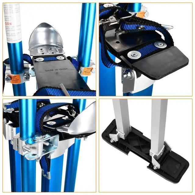 Alt view image 2 of 6 - Blue Enhanced Stable Double Design Support Drywall Stilts 48-64'' Inch Height Adjustable Lifts Aluminum Tool for Painting Finishing Pruning Branches Cleaning