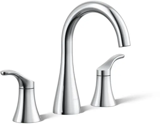 Main image of K-27390-4-CP Simplice® Widespread Bathroom Sink Faucet, Bathroom Faucets with Two Lever Handles and Clicker Drain, 1.2 GPM, Polished Chrome