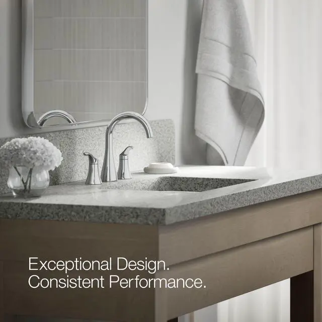 Alt view image 4 of 6 - K-27390-4-CP Simplice® Widespread Bathroom Sink Faucet, Bathroom Faucets with Two Lever Handles and Clicker Drain, 1.2 GPM, Polished Chrome