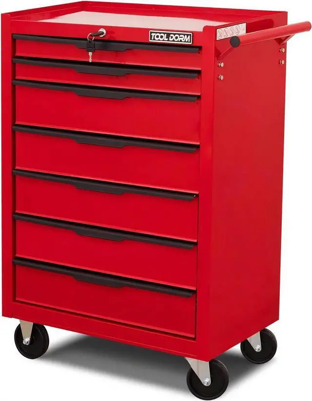 Main image of 7-Drawer Rolling Tool Chest with Locking Wheels & Drawers, 13" D x 24.2" W x 34.6" H Mobile Tool Storage Cabinet, Heavy-Duty Garage Organizer w/Ergonomic Handle