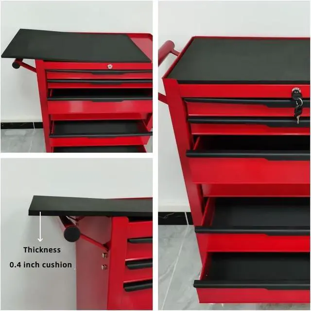 Alt view image 6 of 6 - 7-Drawer Rolling Tool Chest with Locking Wheels & Drawers, 13" D x 24.2" W x 34.6" H Mobile Tool Storage Cabinet, Heavy-Duty Garage Organizer w/Ergonomic Handle