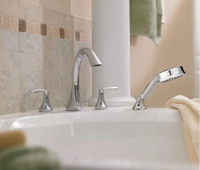 Alt view image 2 of 6 - Eva Chrome Two-Handle Deck Mount Roman Tub Faucet Trim Kit, Valve Required, T943