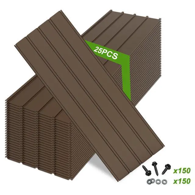 Alt view image 2 of 6 - 20PCS Metal Roofing Panels, Corrugated Galvanized Roof Panels, Waterproof Metal Siding Panels with 120 Pcs Steel Screws for Pergola, Gazebo, Shed, Garages, Stables and Mobile Homes -Brown