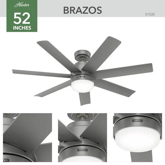 Alt view image 4 of 6 - Brazos Outdoor with LED Light 52 inch Matte Silver - Matte Silver