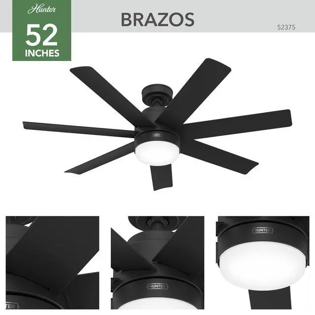 Alt view image 4 of 6 - Brazos Outdoor with LED Light 52 inch Matte Black - Matte Black