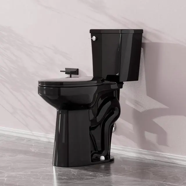 Main image of Tall Toilet for Seniors 21 inch Extra High Toilets, Comfort Bowl Heigh 21", Seat Height 22", Two-Piece Toilet 1.28GPF Powerful, 12 Inch Rough-in, Black Color, Ada Toilets for Bathroom